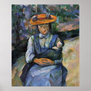 Póster Chica con muñeca - Paul Cezanne - c1902