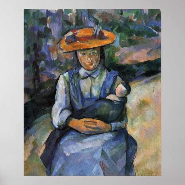 Póster Chica con muñeca - Paul Cezanne - c1902 (Frente)