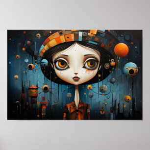 Póster Chica con ojos grandes Halloween
