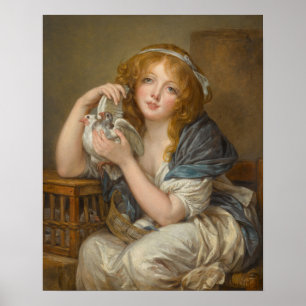 Póster Chica con palomas (después de Jean-Baptiste Greuze