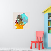 Chica con paraguas en dibujo de lluvia eólica