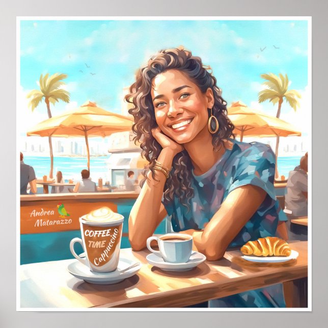Póster Chica con pausa para café (Frente)