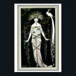 Póster "Chica con pavo real" Art Deco Poster 13 x 19<br><div class="desc">Hermosa obra de Art Déco de George Barbier - 13 x 19</div>