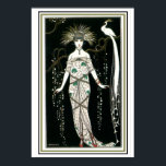 Póster "Chica con pavo real" Art Deco Poster 13 x 19<br><div class="desc">Hermosa obra de Art Déco de George Barbier - 13 x 19</div>