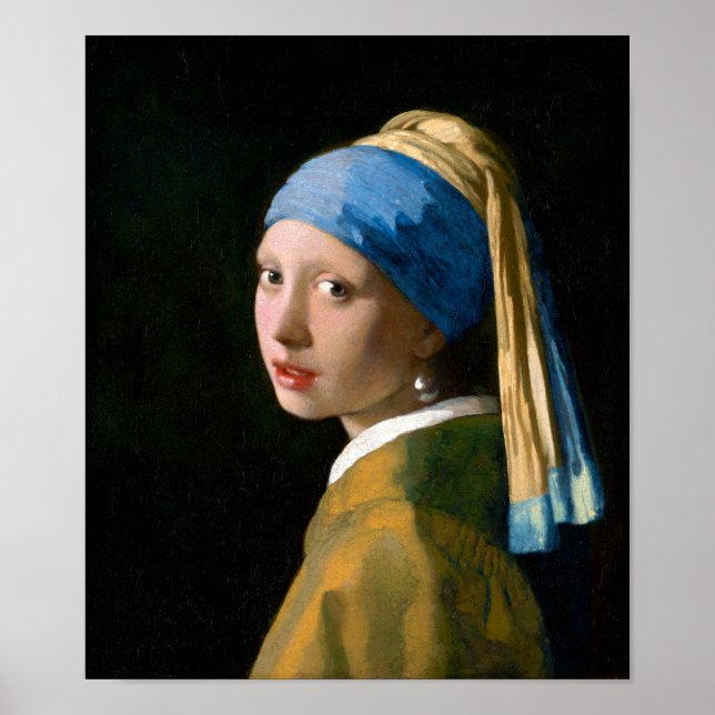 Póster Chica con Pearl Earring, Johannes Vermeer, 1665 (Frente)