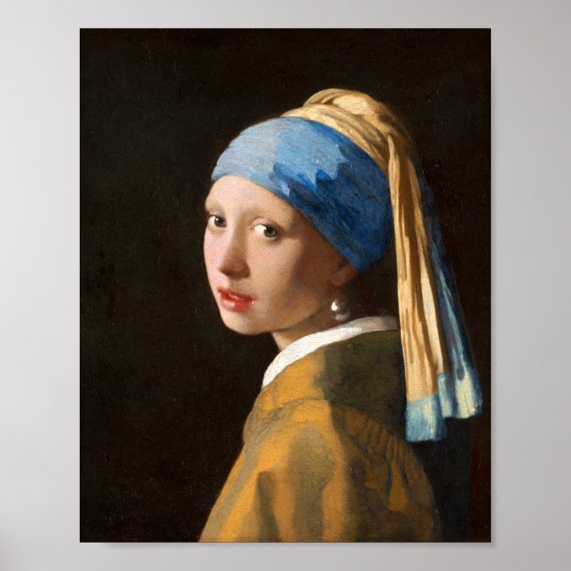 Póster Chica con pintura de retrato de Pearl Earring (Frente)