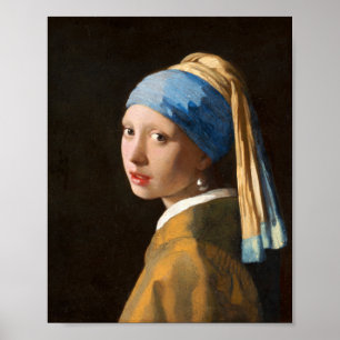 Póster Chica con pintura de retrato perla