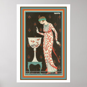 Póster "Chica con poster 13 x 19 del art déco del