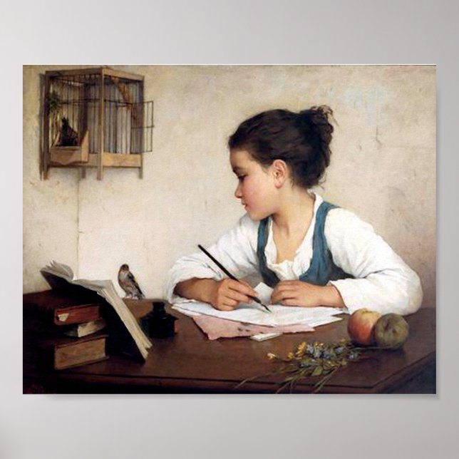 Póster Chica con Poster de pájaro (Frente)