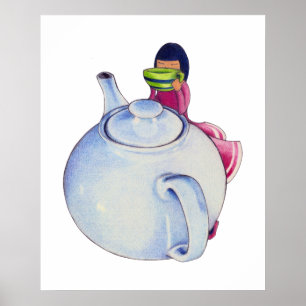 Póster Chica con Poster de té