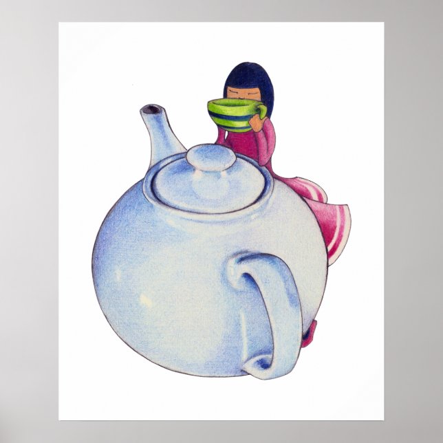 Póster Chica con Poster de té (Frente)