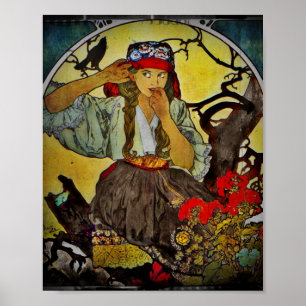 Póster Chica con Raven Moravian Teachir Choir