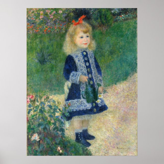 Póster Chica con riego a la carta de Auguste Renoir (Frente)