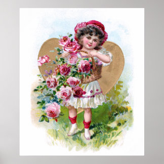 Póster Chica con Rosas