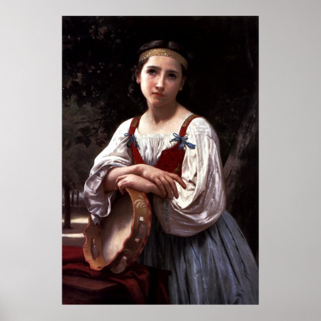 Póster Chica Con Tambor Vasco 1867 William Bouguereau (Frente)