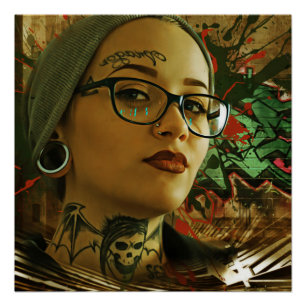 Póster Chica Con Tats