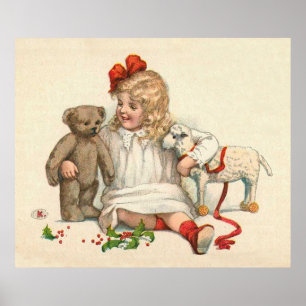 Póster Chica con Teddy y Lamb