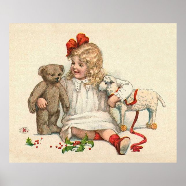 Póster Chica con Teddy y Lamb (Frente)