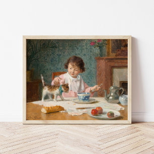 Póster Chica con un gato   Victor Gabriel Gilbert