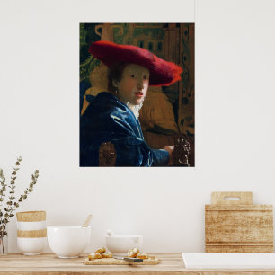 Póster Chica con un Gorra rojo, famoso cuadro