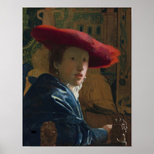Póster Chica con un Gorra rojo — Vermeer