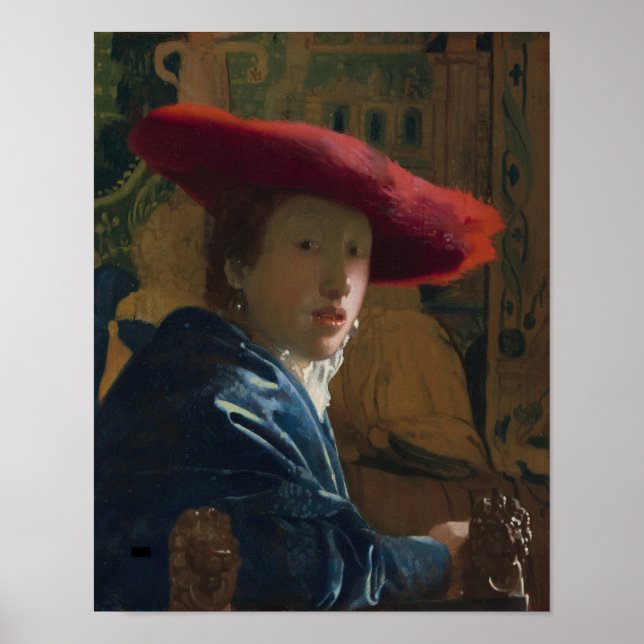 Póster Chica con un Gorra rojo — Vermeer (Frente)