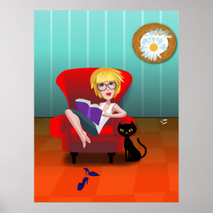 Póster Chica con un libro