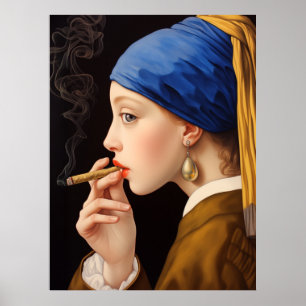 Póster Chica con un Poster gracioso de Pearl Earring Smon