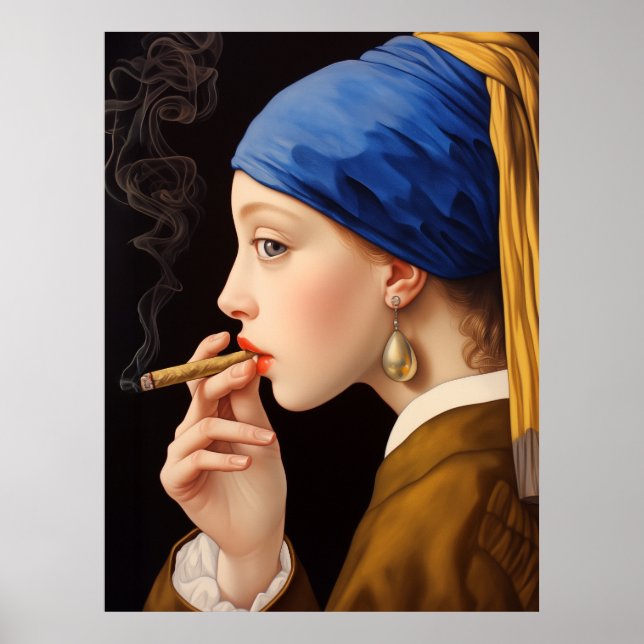 Póster Chica con un Poster gracioso de Pearl Earring Smon (Frente)