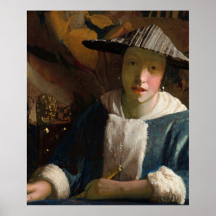 Póster Chica con una flauta, pintura famosa