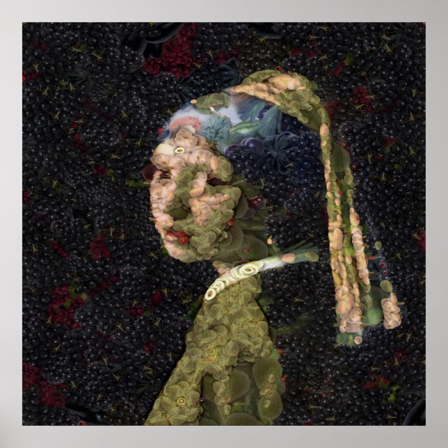 Póster Chica Con Una Parodia De Bella Artes De Fresas (Frente)