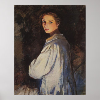 Póster Chica con una vela Autoretrato
