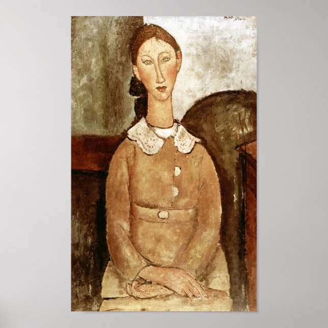 Póster Chica con vestido amarillo, Modigliani (Frente)