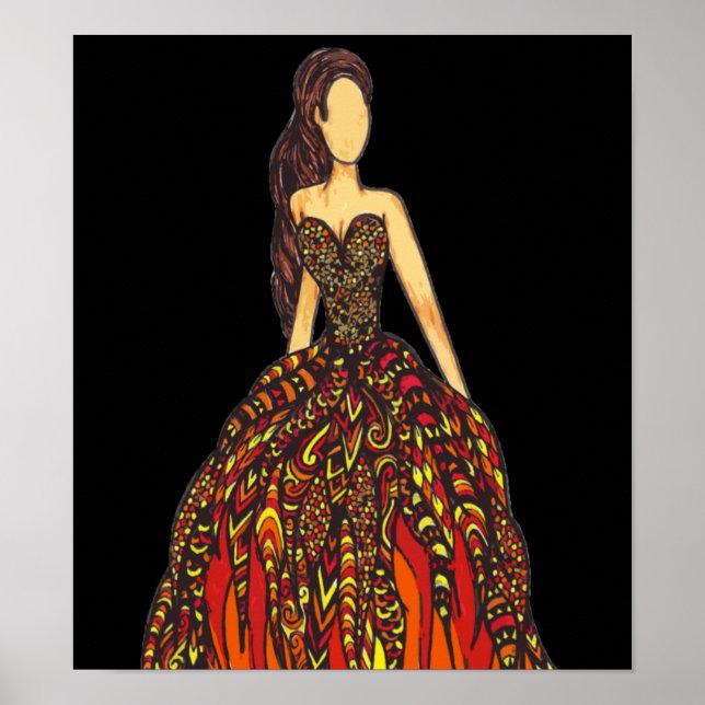 Póster Chica con vestido de fuego (Frente)