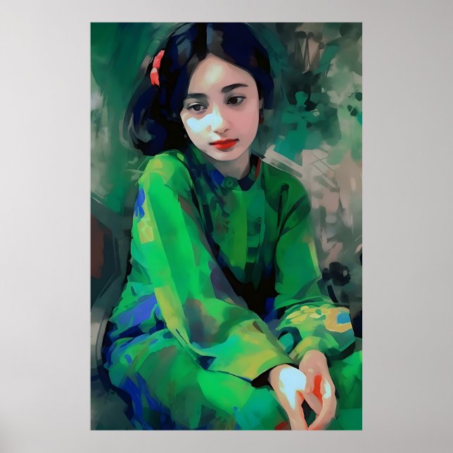 Póster Chica con vestido verde (Frente)