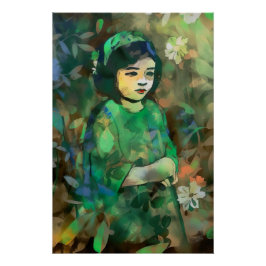 Póster Chica con vestido verde