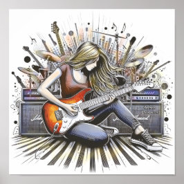 Póster Chica con vibraciones musicales