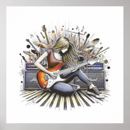 Póster Chica con vibraciones musicales