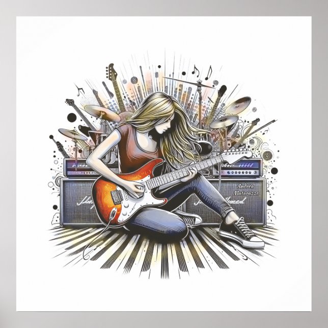 Póster Chica con vibraciones musicales (Frente)