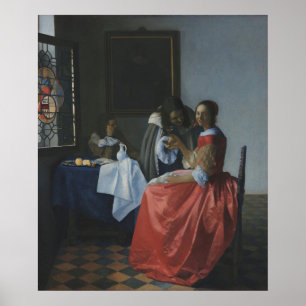 Póster Chica con Vidrio Vino — Vermeer