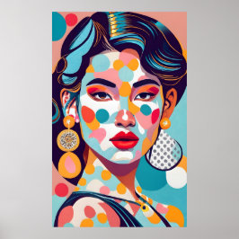 Póster Chica coreano, modelo, con pendientes de oro