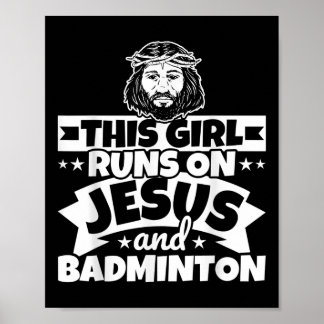 Póster Chica Corre Sobre Jesús Y Badminton