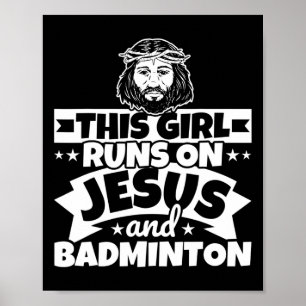 Póster Chica Corre Sobre Jesús Y Badminton