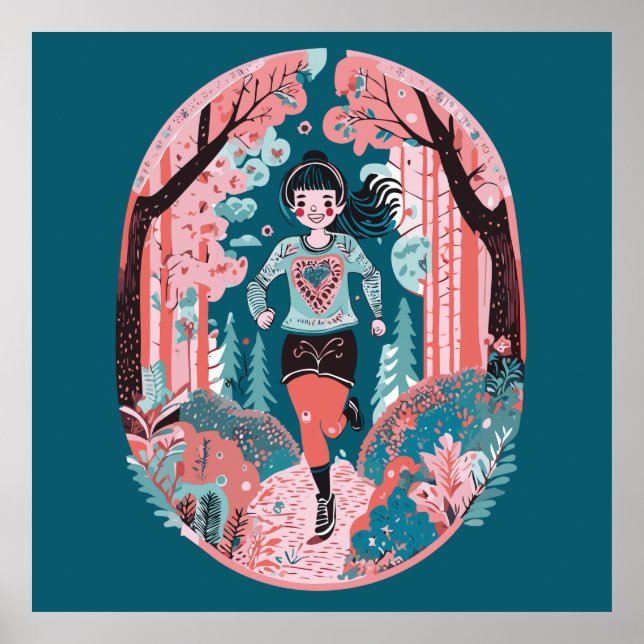 Póster Chica corriendo en el parque (Frente)