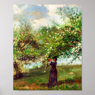 Póster Chica cosechando flores de Apple de Winslow Homer