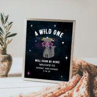 Chica Cósmico Raccoon Wild One Pink Baby Shower