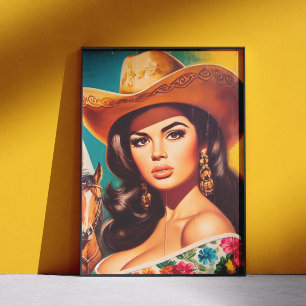 Póster Chica country vintage