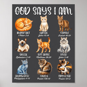 Póster Chica Cristiana Dios Dice Que Soy Gato Jesús Fe Bi