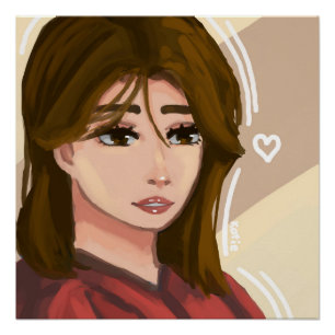 Póster Chica Cuaderno Sencillo fondo de arte digital a ma