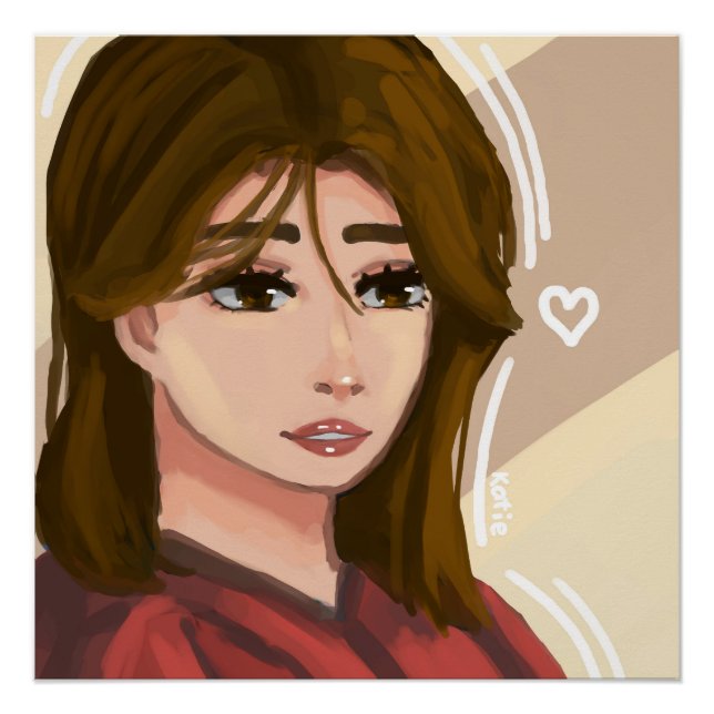 Póster Chica Cuaderno Sencillo fondo de arte digital a ma (Anverso)